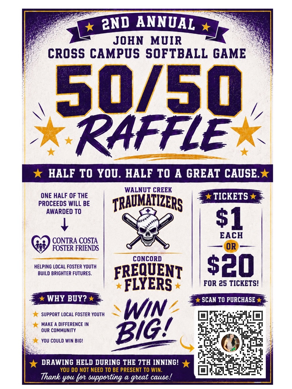 50/50 Raffle Poster - Purple & Gold